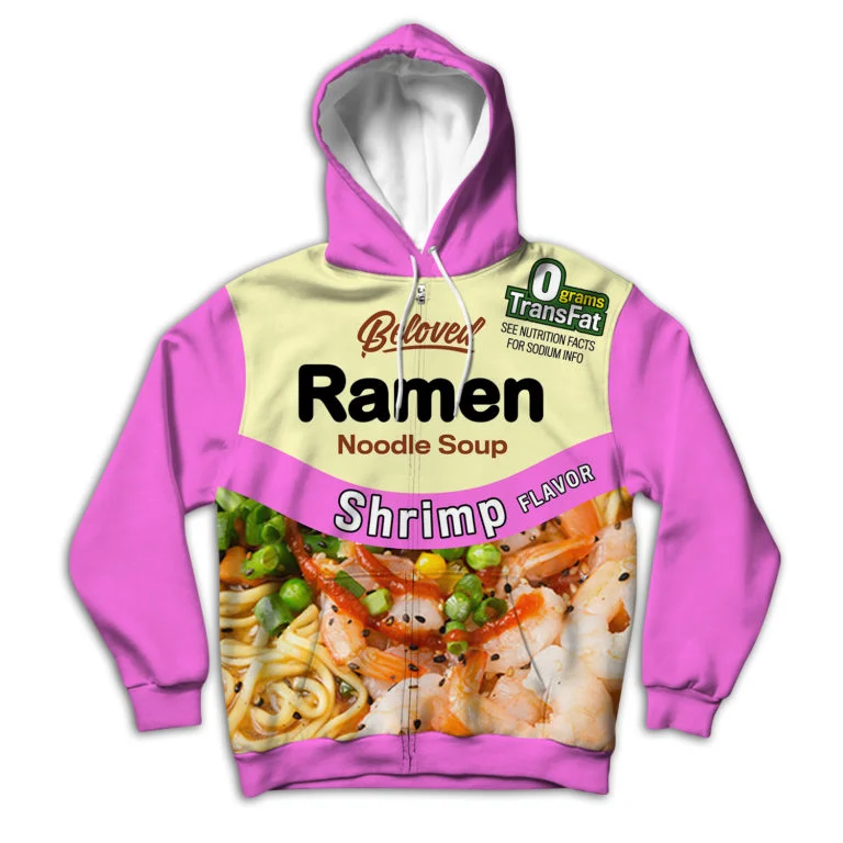 Shrimp Ramen Unisex Zip Up Hoodie