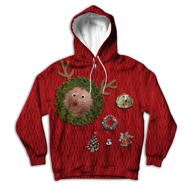 Reindeer Nipple Unisex Hoodie Zipup