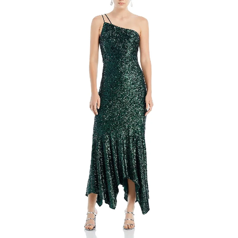 Aqua Womens Sequined One-Shoulder Cocktail And Party Dress