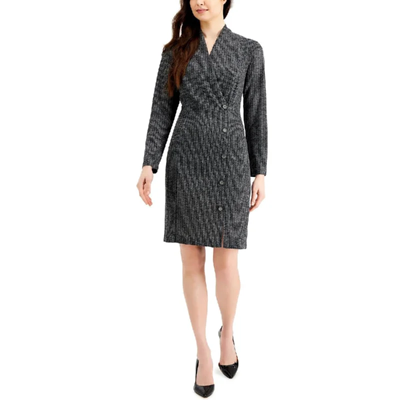 Connected Apparel Womens Knit Button Detail Sheath Dress