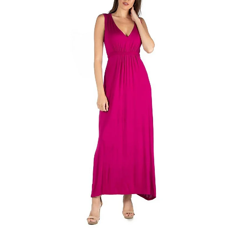 24seven Comfort Apparel Womens Scoop Neck Long Maxi Dress