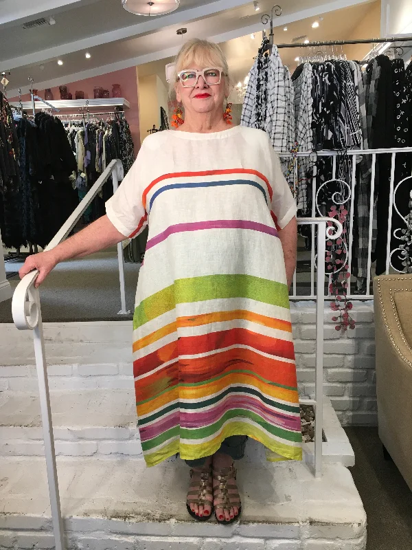 LINEN DRESS - BRIGHT STRIPE