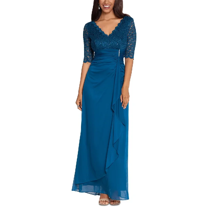 B&A by Betsy and Adam Womens Petites Lace Long Evening Dress