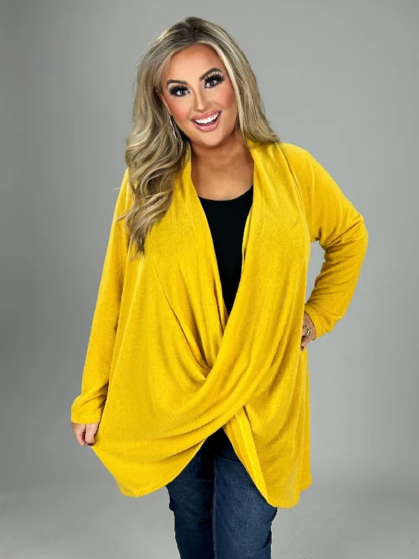 46 SLS {Downtown Dates} Mustard Draped Neckline Tunic PLUS SIZE 1X 2X 3X