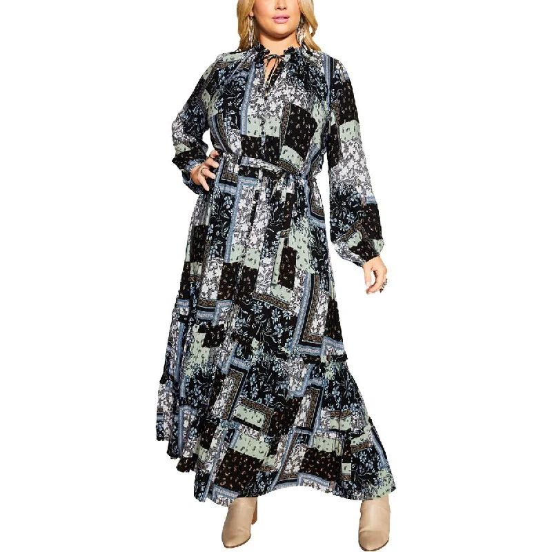 Aveology Womens Plus Printed  Maxi Dress