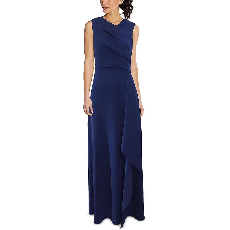 Adrianna Papell Womens Asymmetric-Neck Maxi Evening Dress