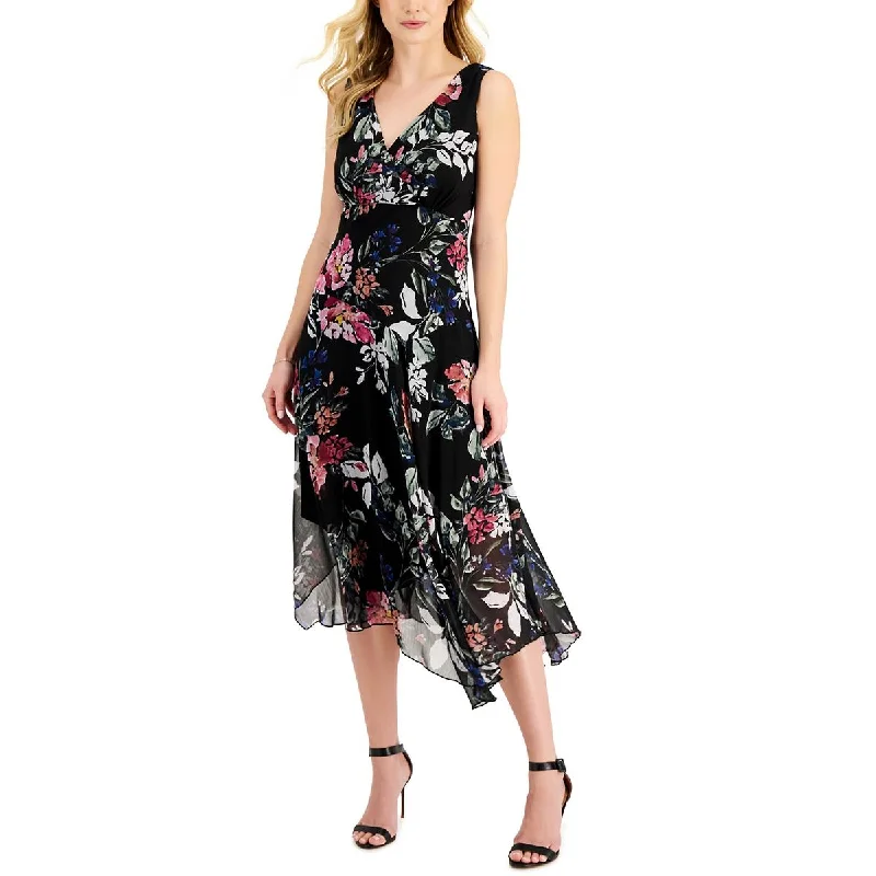 Connected Apparel Womens Plus Floral Long Cocktail And Party Dress