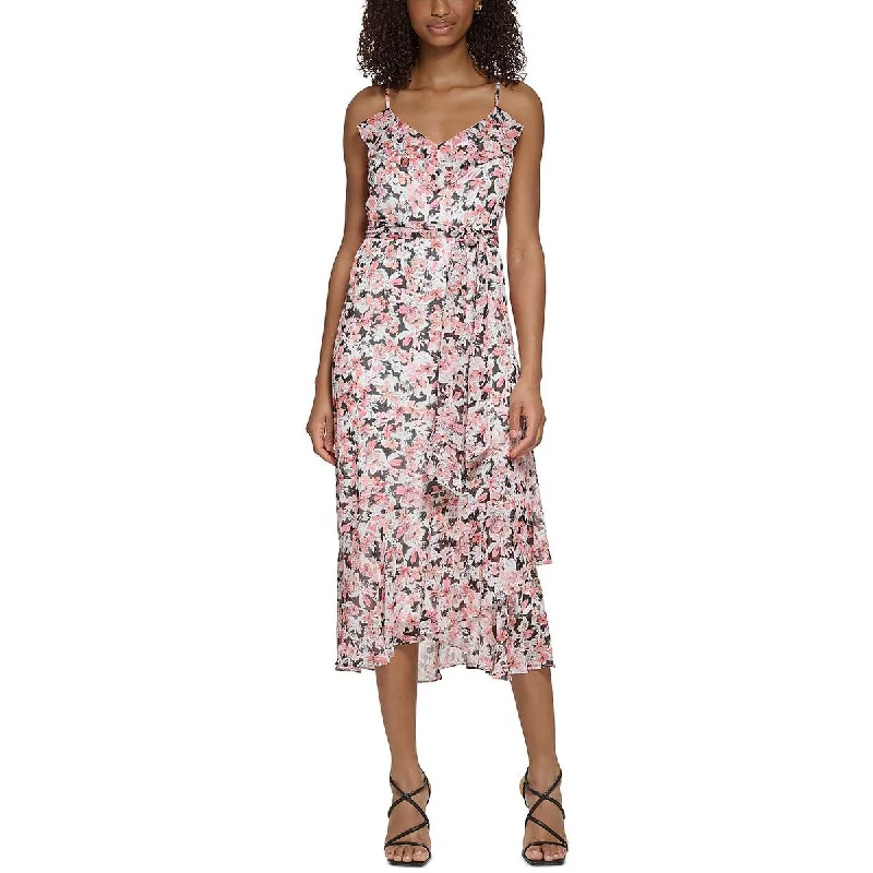 Karl Lagerfeld Paris Womens Chiffon Floral Maxi Dress