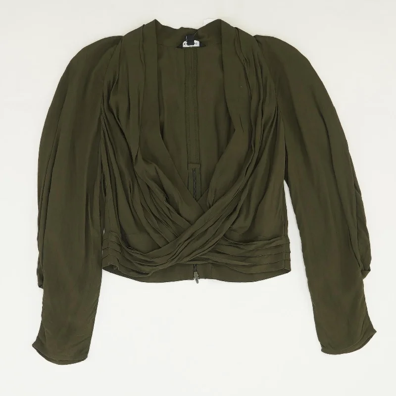 Olive Solid Long Sleeve Blouse