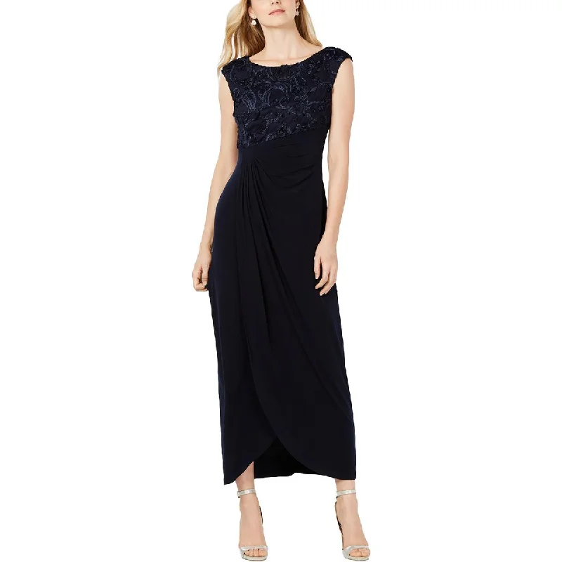 Connected Apparel Womens Plus Cap Sleeve Maxi Evening Dress