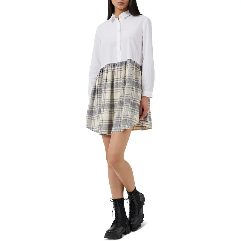 French Connection Womens Flannel Mini Shirtdress