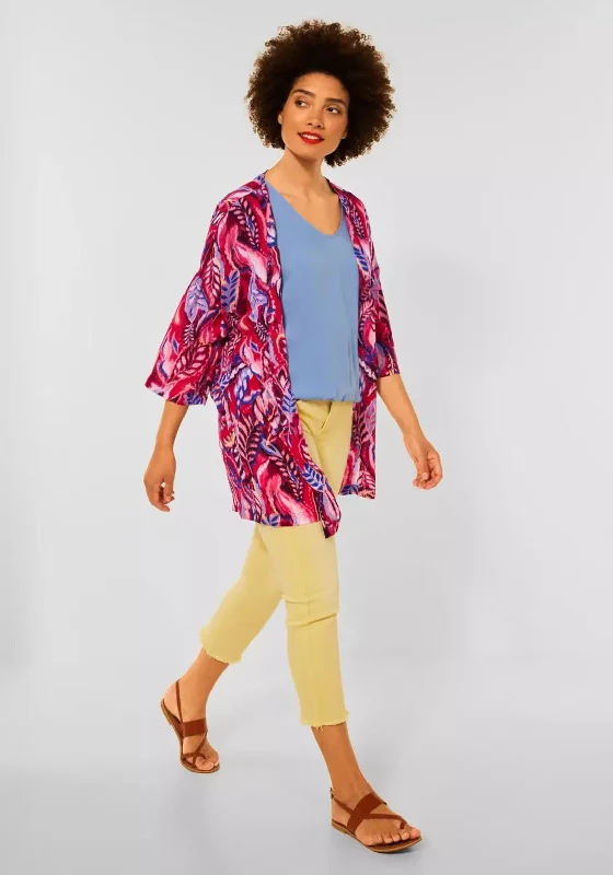 Street One One Size Printed Kimono, Cherry Red