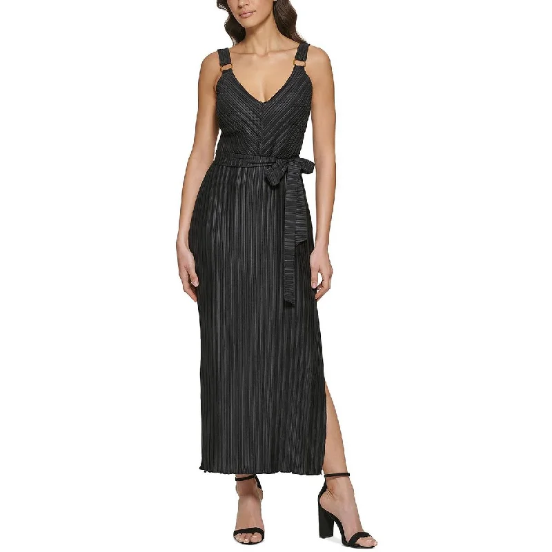 Guess Womens Shutter Pleat Maxi Evening Dress