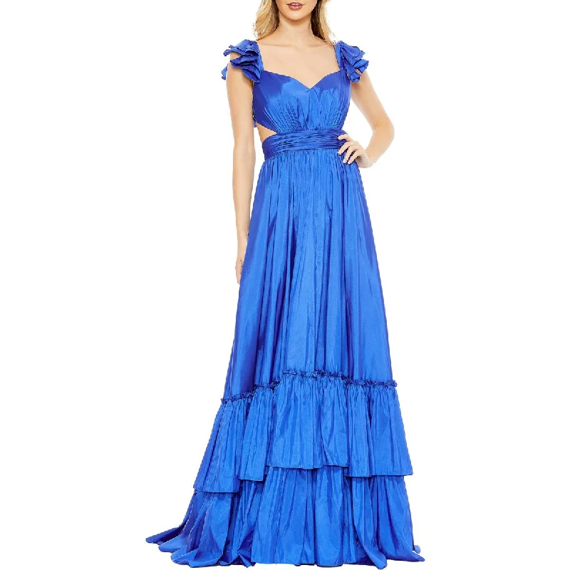 Mac Duggal Womens Satin Maxi Evening Dress