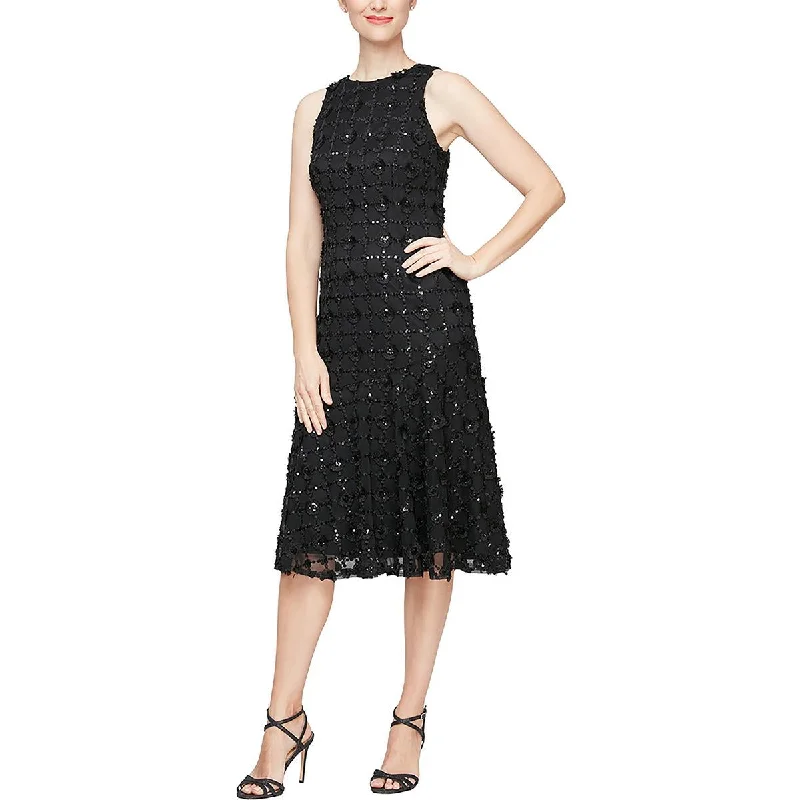 Alex Evenings Womens Sequined Knee-Length Cocktail And Party Dress