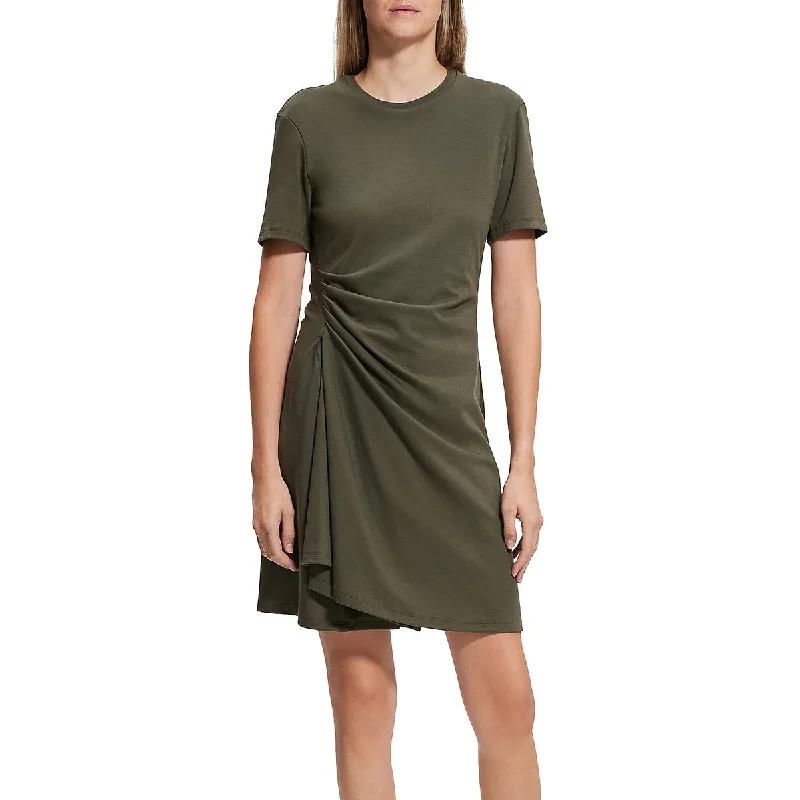 Theory Womens Cotton Gathered Mini Dress