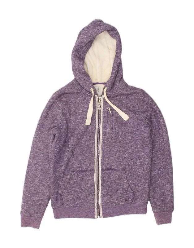 CREW CLOTHING Womens Zip Hoodie Sweater US 8 Medium Purple Cotton