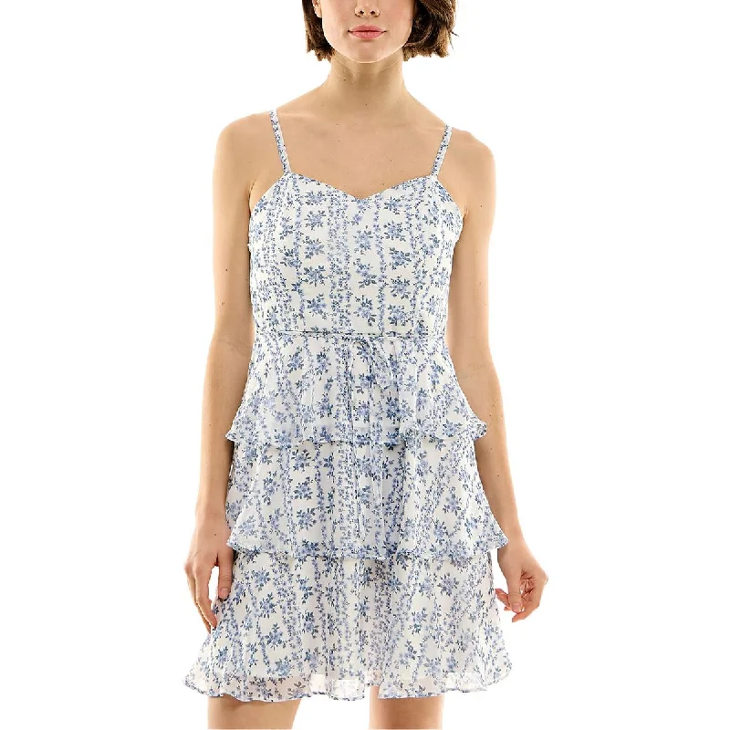 BCX Womens Juniors Floral Adjustable Shift Dress