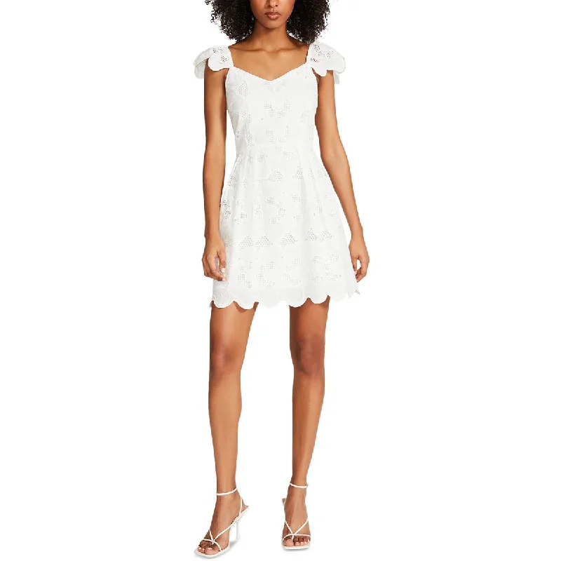 Steve Madden Womens Embroidered Cotton Mini Dress