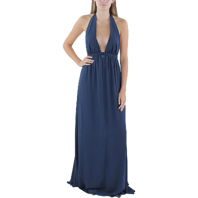 Show Me Your Mumu Womens Deep V Neck Long Halter Dress