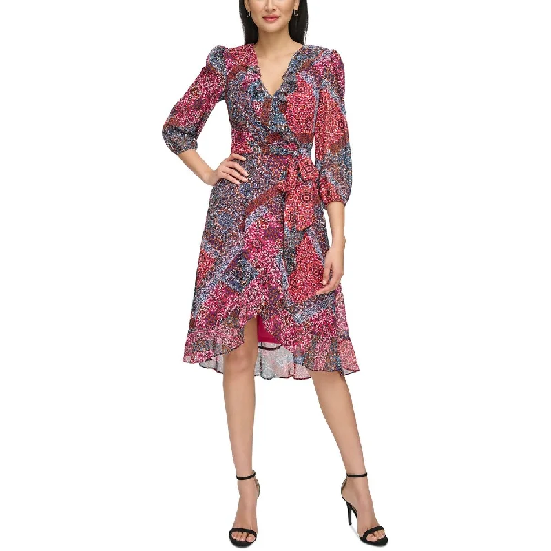 Jessica Howard Womens Ruffled  Wrap Dress