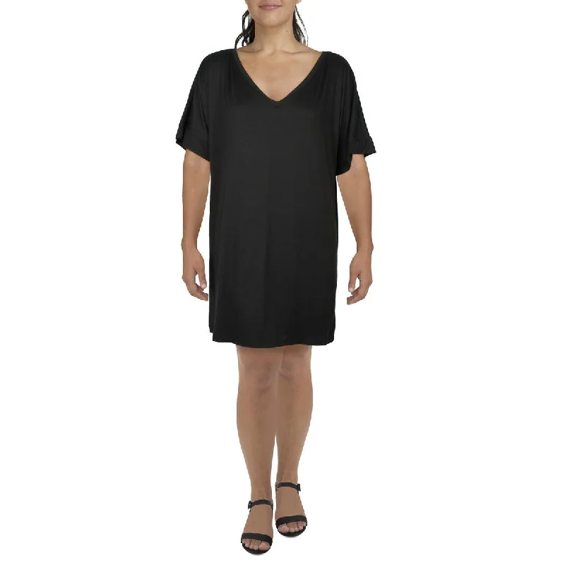 24seven Comfort Apparel Womens V-Neck Mini T-Shirt Dress