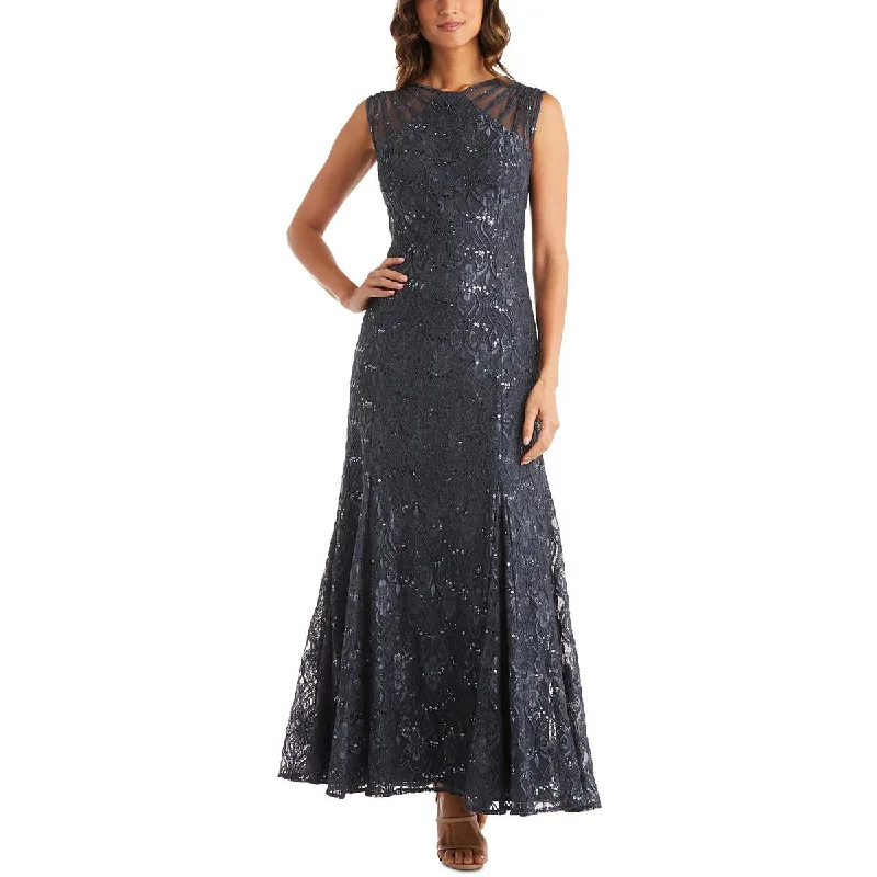 R&M Richards Womens Petites Lace Long Evening Dress