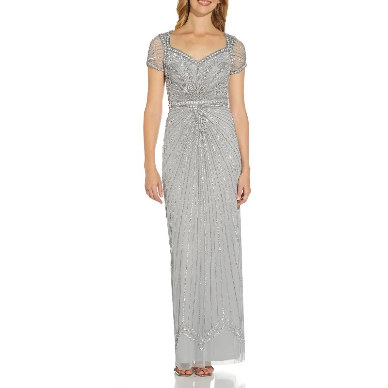 Adrianna Papell Women's Beaded Cut Out V-Neck Column Gown