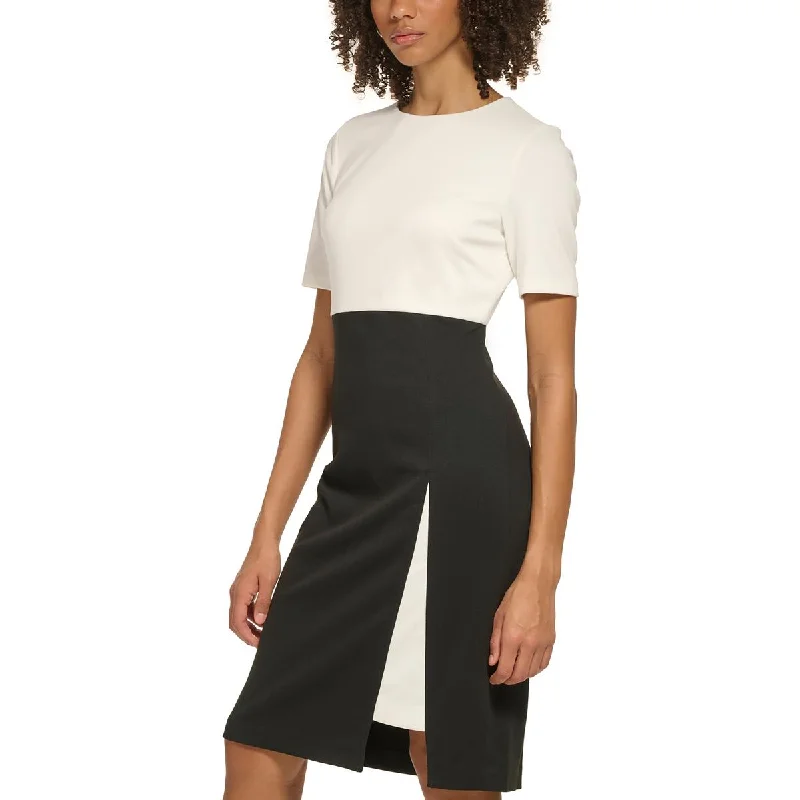 Tommy Hilfiger Womens Colorblock Midi Sheath Dress