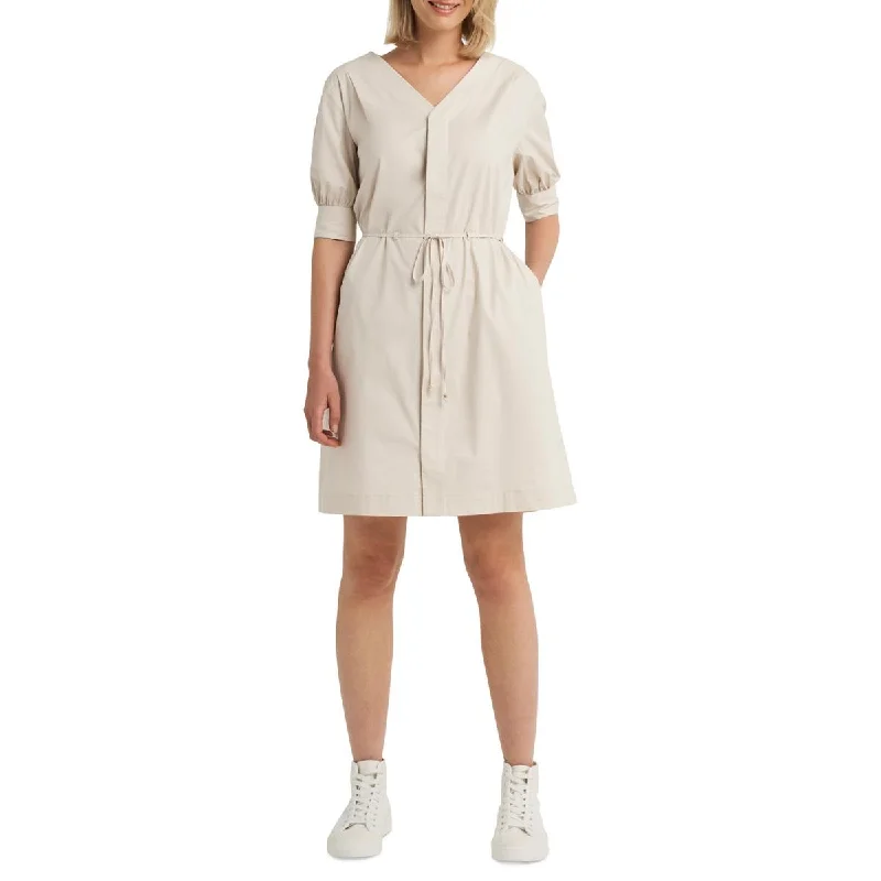 H Halston Womens V-Neck Knee-Length Shift Dress