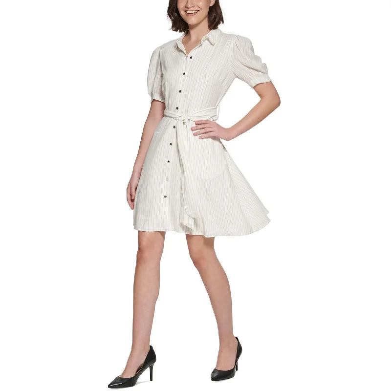 Karl Lagerfeld Paris Womens Pinstripe Short Shirtdress