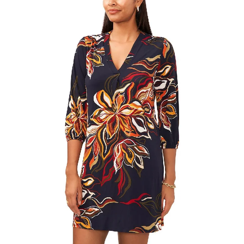 MSK Womens Floral Print Above Knee Mini Dress