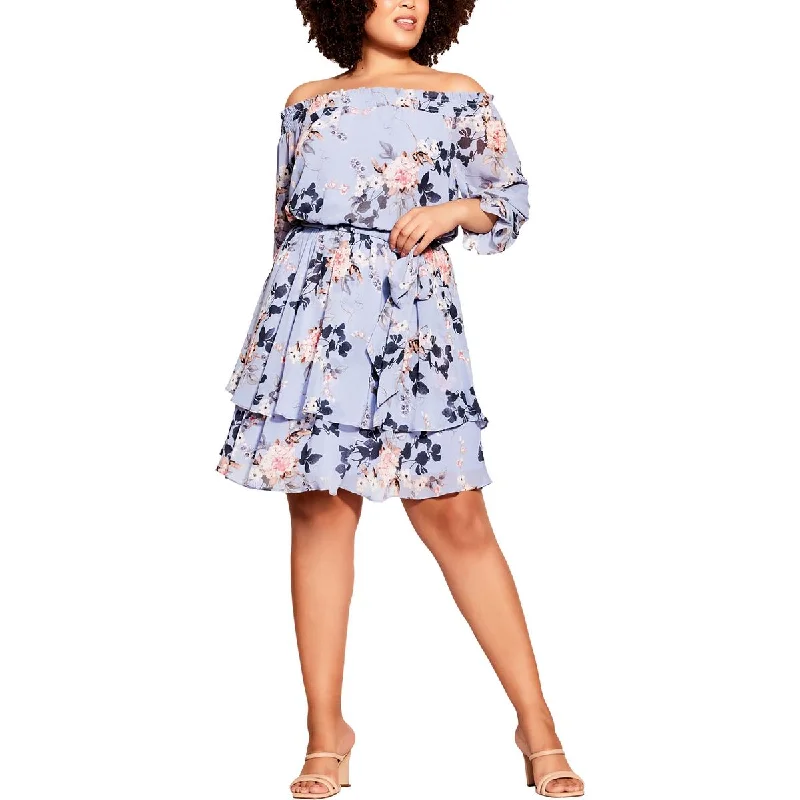 City Chic Womens Floral Mini Mini Dress