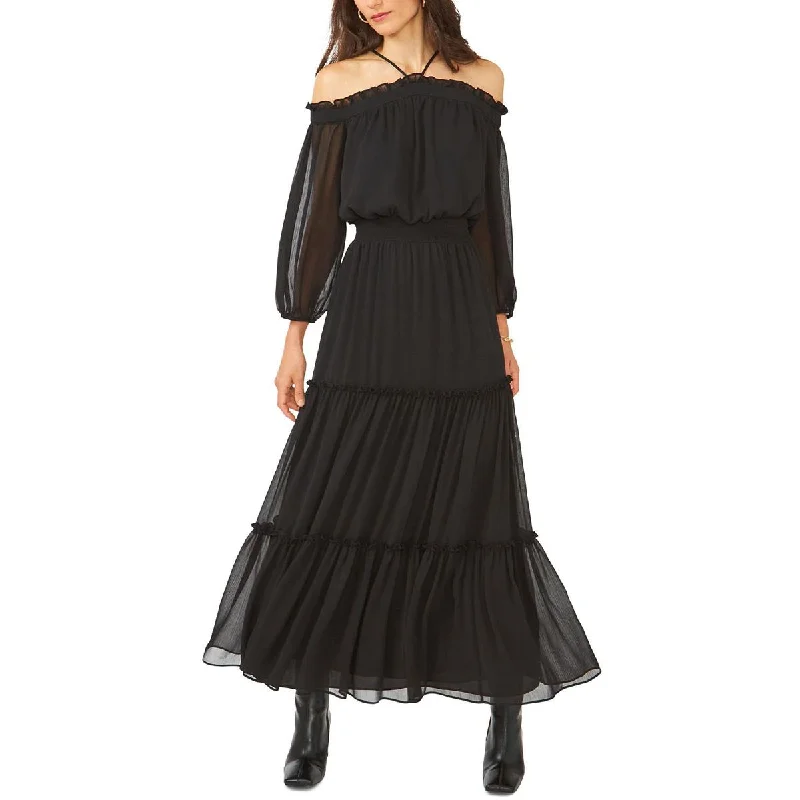 1.State Womens Chiffon Smocked Maxi Dress