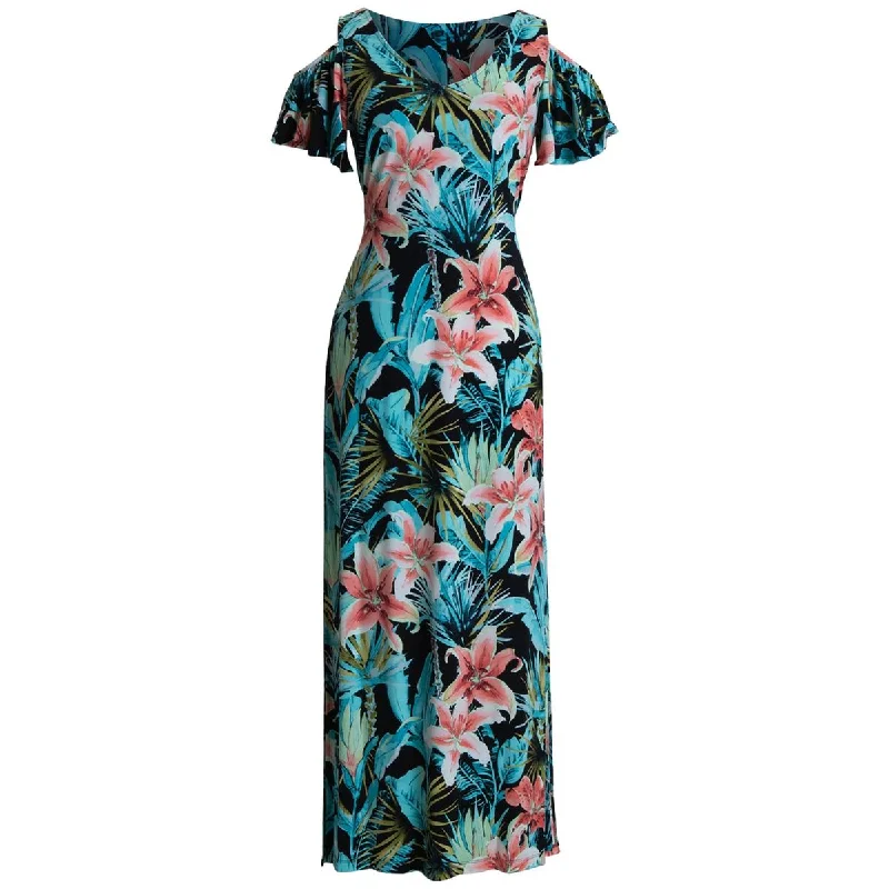 Connected Apparel Womens Floral Print  Maxi Dress