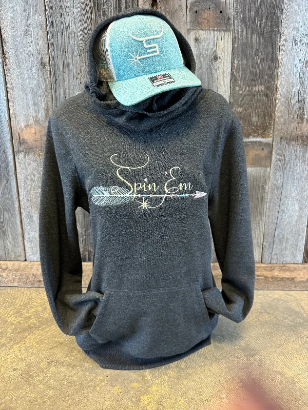 Ladies Heather Grey Cowl Neck Hoodie