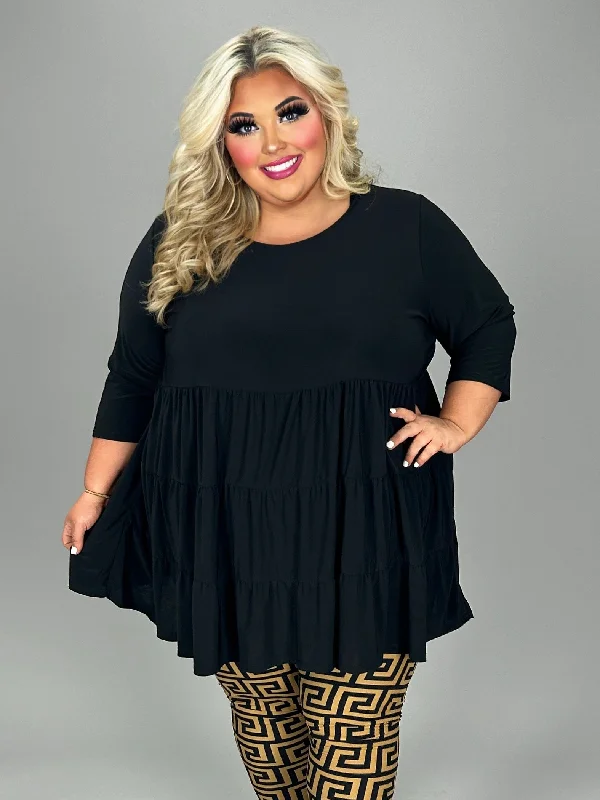 68 SQ {Always Ready} Black Tiered  Tunic CURVY BRAND!!! EXTENDED PLUS SIZE 3X 4X