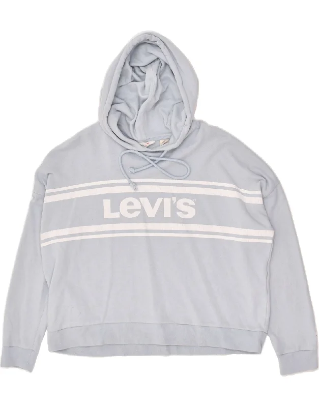 LEVI'S Womens Oversized Graphic Hoodie Jumper UK 14 Medium Blue