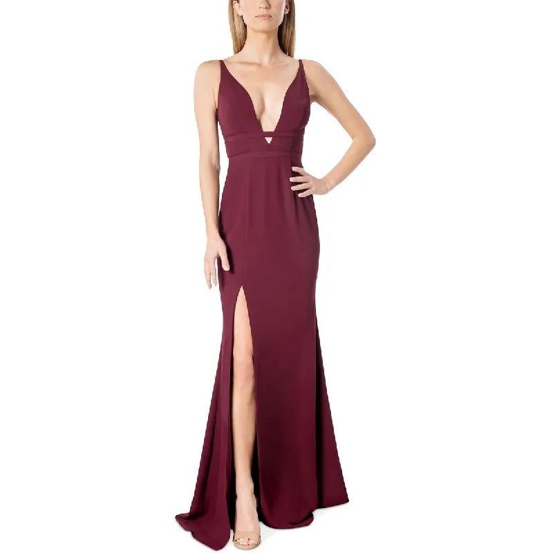 Dress The Population Womens Plunging Long Evening Dress