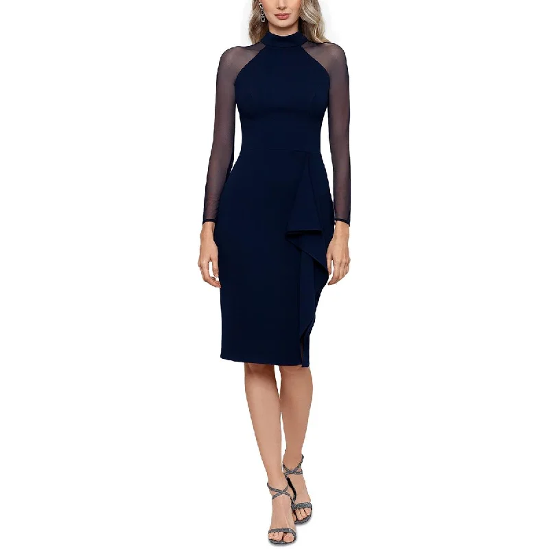 Betsy & Adam Womens Illusion Long Sleeve Midi Dress