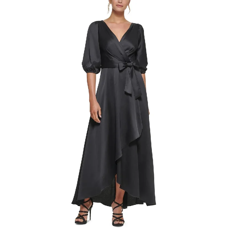 DKNY Womens Satin Belted Maxi Dress